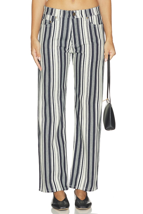 view 1 of 6 Stripe Straight Jean in Chalk & Midnight