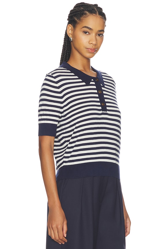 view 2 of 4 Stripe Knit Polo in Midnight & Chalk