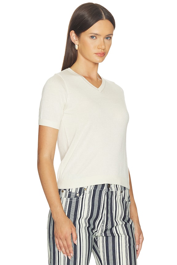 view 2 of 4 V-neck Knit Tee in Ecru