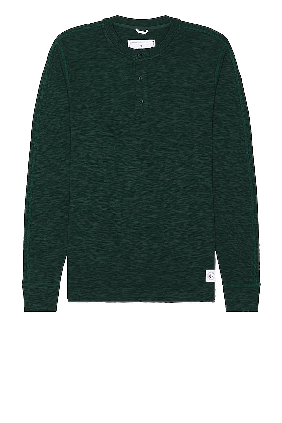 view 1 of 3 Slub Long Sleeve Henley in British Racing Green