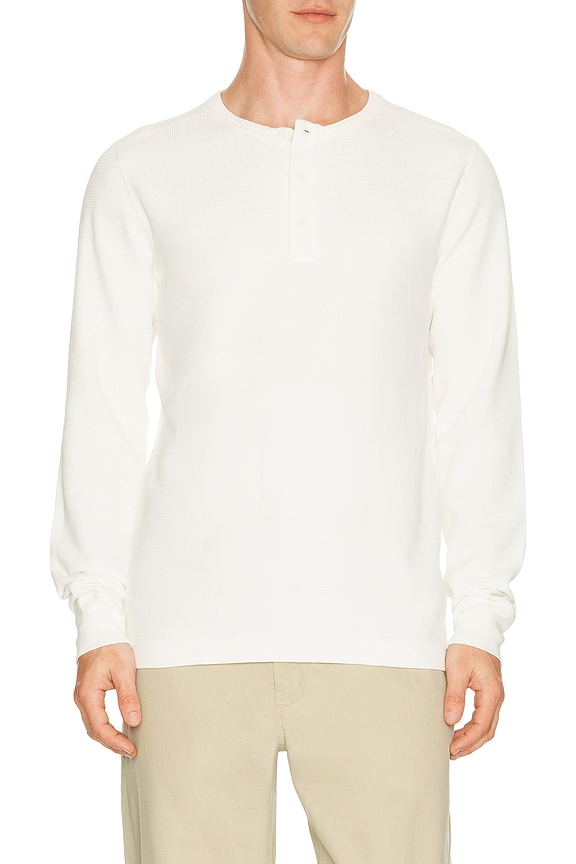 view 1 of 4 Lightweight Waffle Standard Henley in Championship White