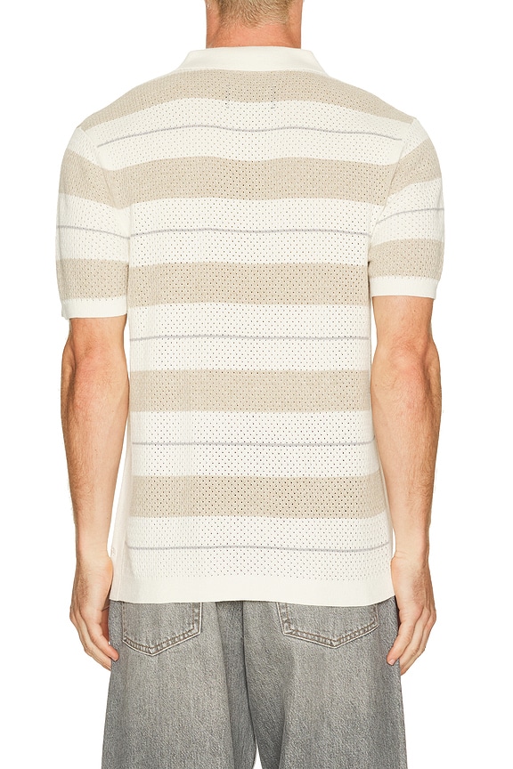 view 2 of 4 Cotton Linen Stripe Victor Polo in Ivory & Oyster