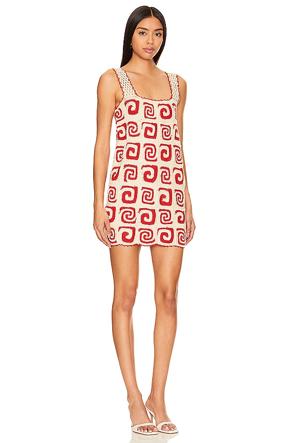 view 2 of 3 Goldie Dress in Red Swirl Crochet