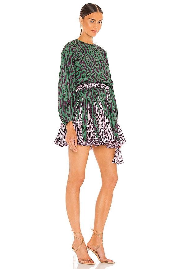 view 2 of 3 Ella Dress in Pixelated Zebra Green