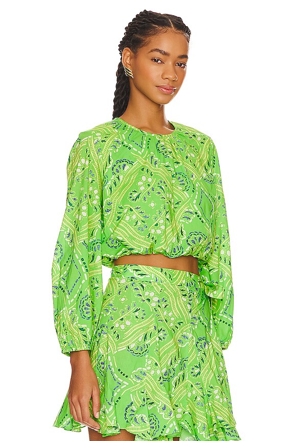 view 2 of 4 AZURE トップ in Lime Diamond Stitch