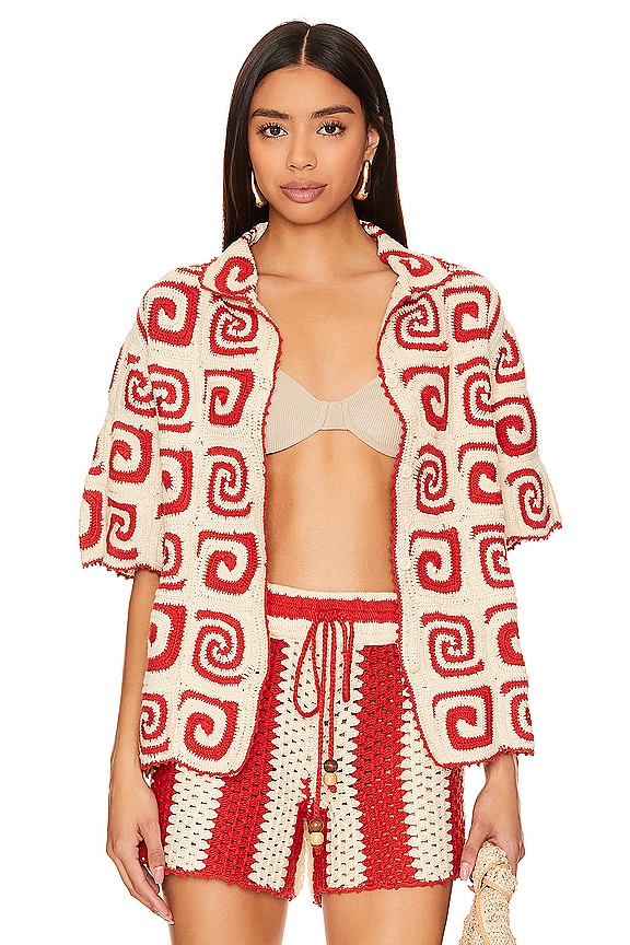 view 2 of 5 CHEMISE HUGO in Red Swirl Crochet