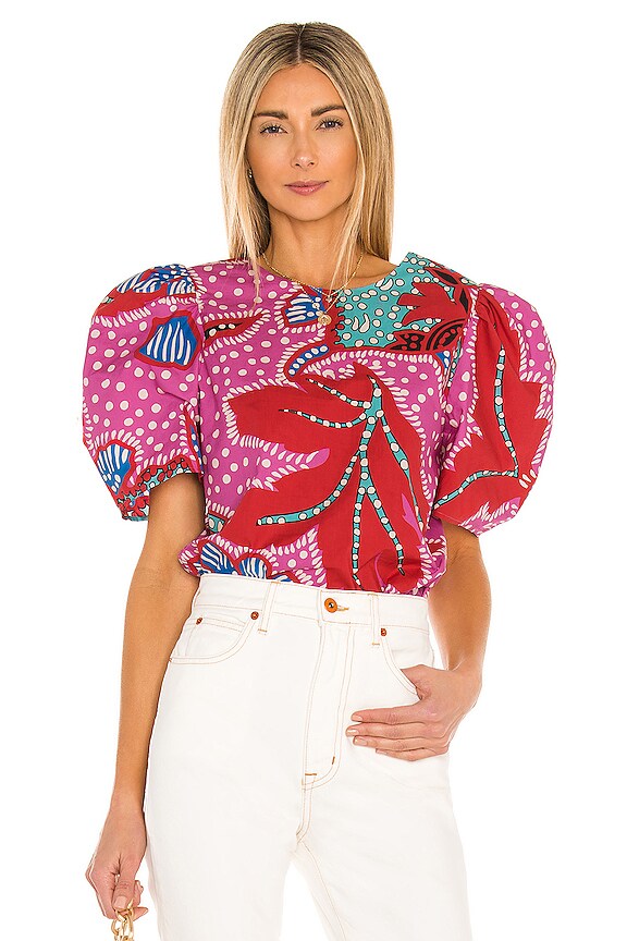 view 2 of 5 NISHA ブラウス in Red Psychedelic Flower