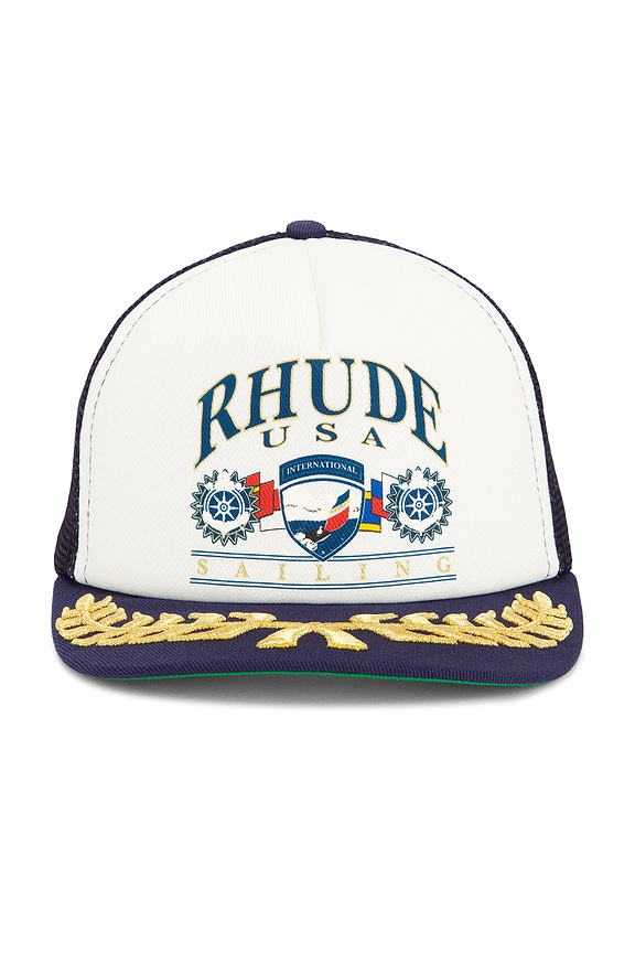 view 1 of 3 USA Sailing Icon Trucker Hat in Navy & White