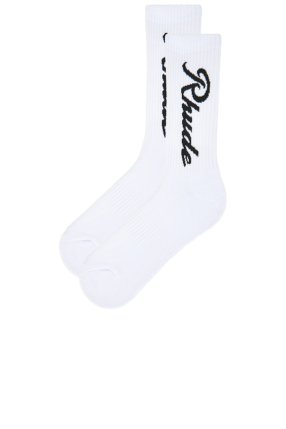 view 2 of 2 Destinado Script Socks in White & Black