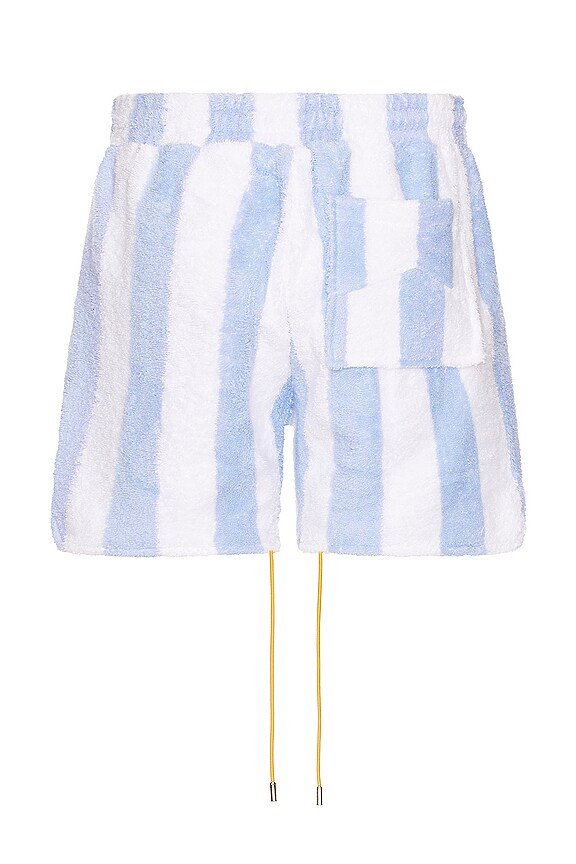 view 2 of 6 Striped Loop Terry Short in White & Light Blue