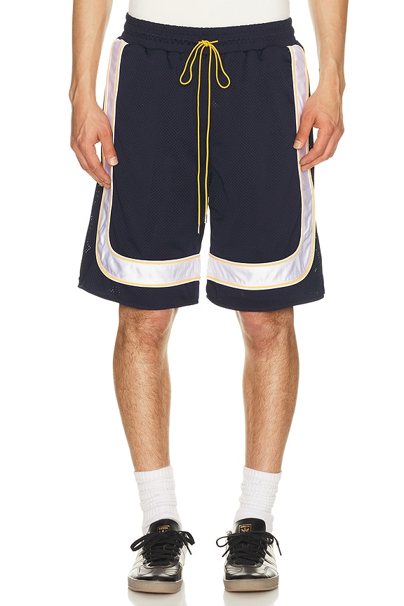 view 1 of 5 SHORT STYLE SPORT MESH PIPING BAGGY in Navy, Yellow, & White