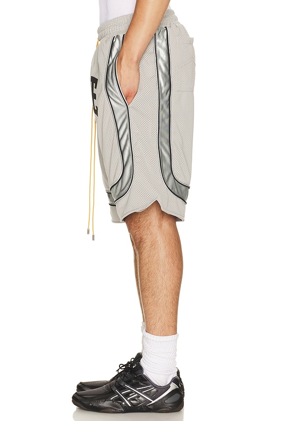 view 2 of 5 Baggy Mesh Collegiate Logo Shorts in Grey & Silver