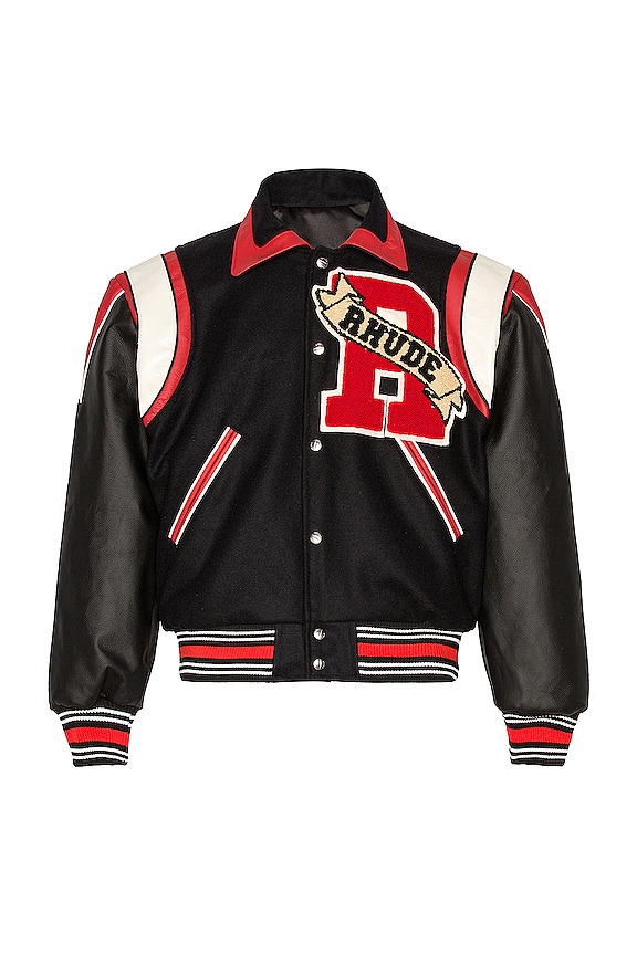 view 1 of 4 Varsity Jacket in Black & Red