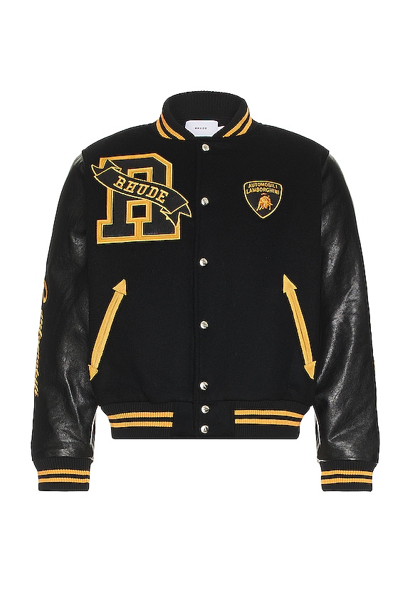view 1 of 6 x Automobili Lamborghini Atten Varsity Jacket in Grey & Yellow
