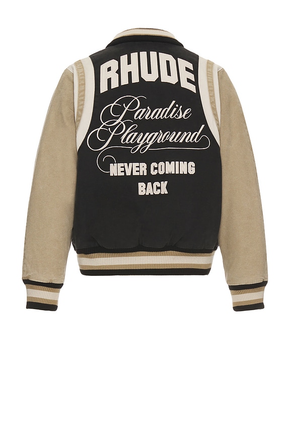 view 2 of 2 Varsity Jacket in Black, Khaki & Elephant