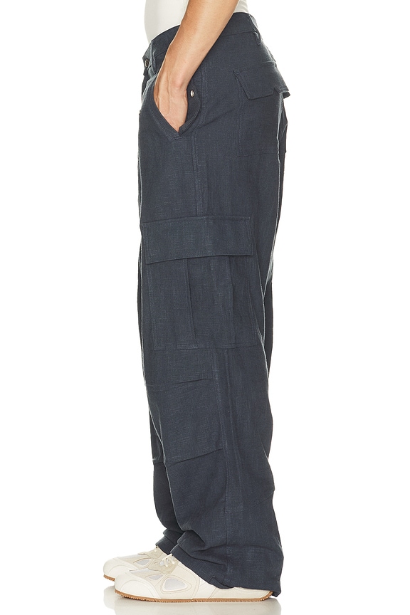 view 2 of 5 ПАРАШЮТНЫЕ БРЮКИ LINEN in Navy