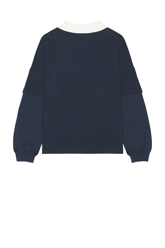 view 2 of 5 Layered Pique Polo in Dark Navy & White