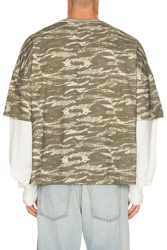 view 2 of 5 Tiger Camo Double Layer Tee in Camo & White