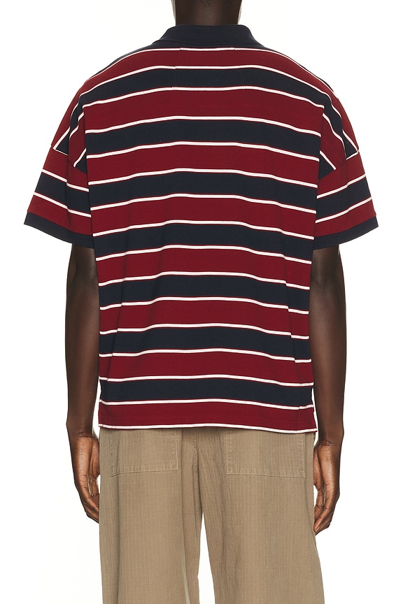 view 2 of 5 Fontaine Striped Short Sleeve Polo Shirt in Bordeaux, Blue, & Whit