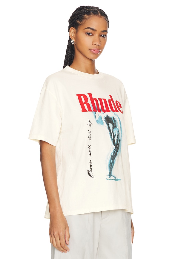 view 2 of 4 RHUDE GOD HELP ME TEE IN VINTAGE WHITE 셔츠 in Vintage White