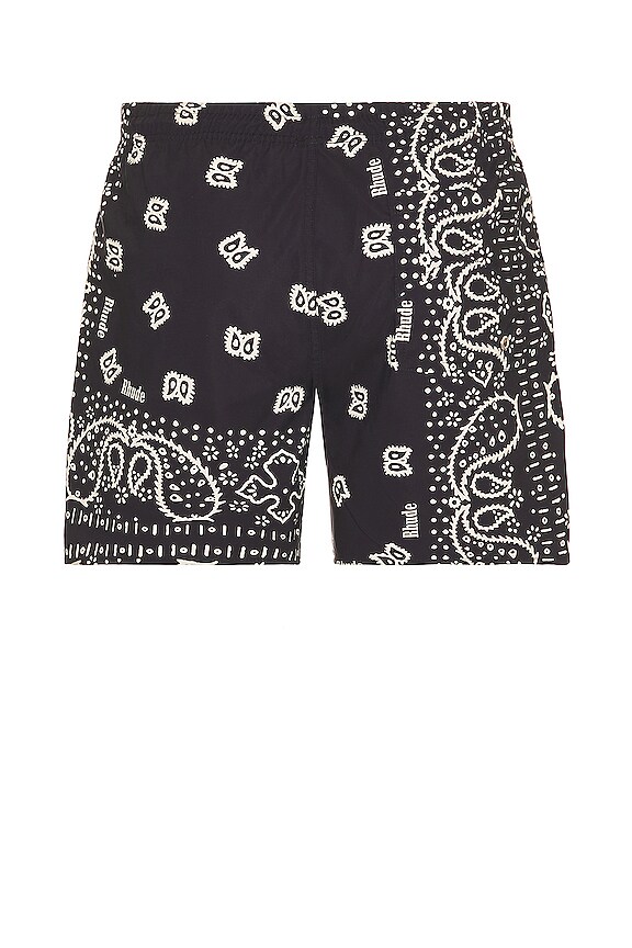 view 2 of 5 Bandana Print Swim Shorts in Black & White