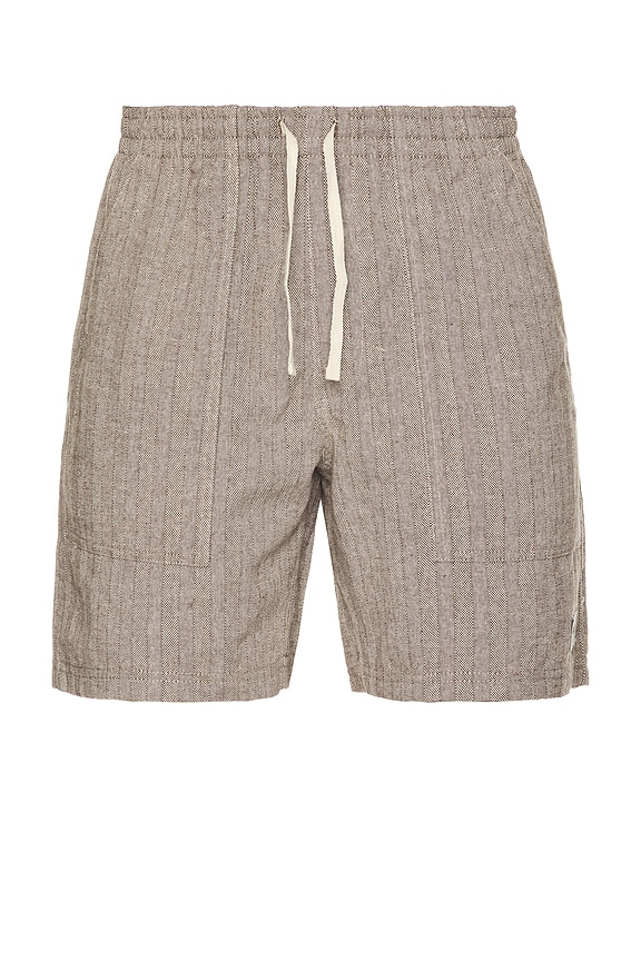 view 1 of 4 Linen Stripe Fatigue Jam Shorts in Brown