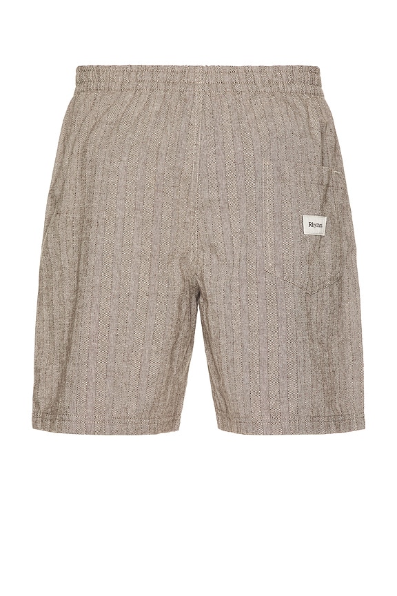 view 2 of 4 Linen Stripe Fatigue Jam Shorts in Brown