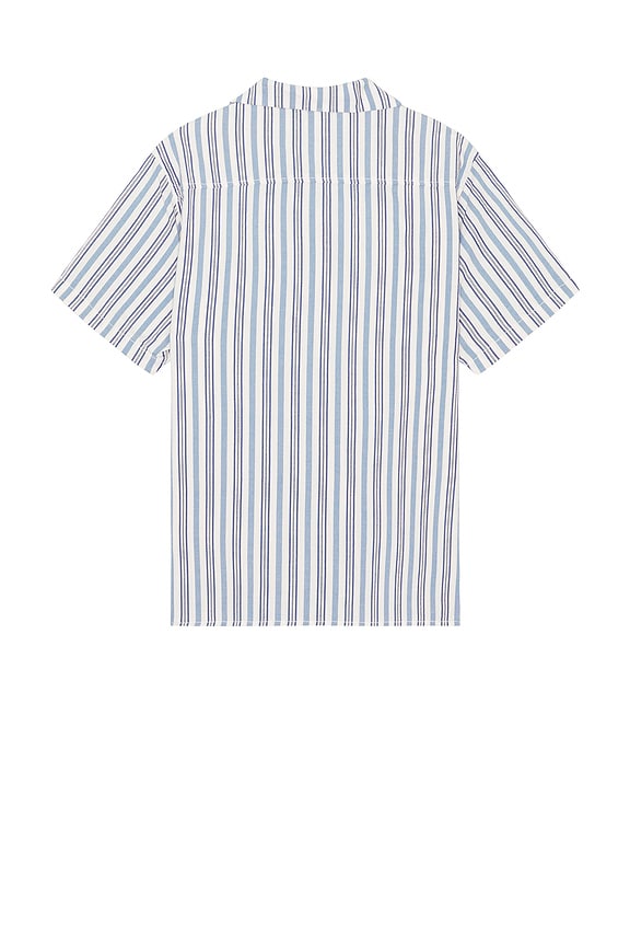 view 2 of 4 Vacation Stripe Short Sleeve Shirt in Blue