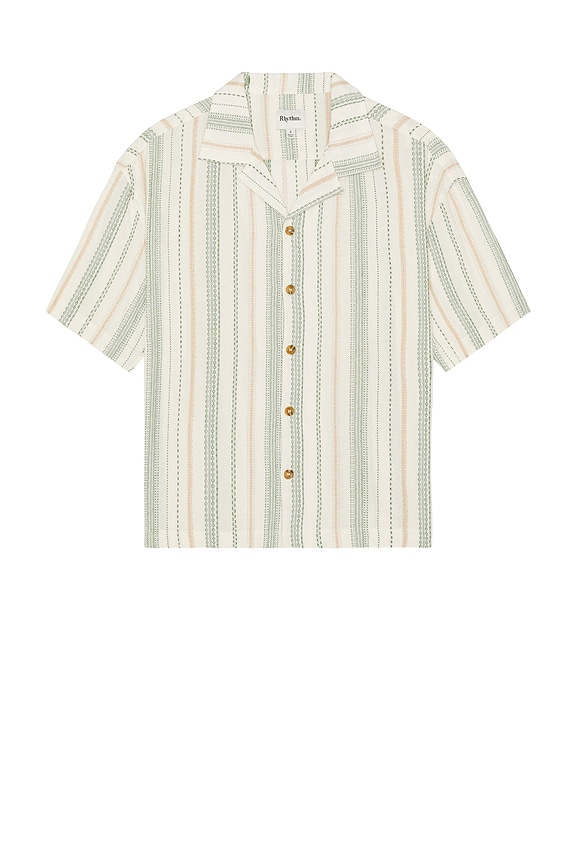 view 1 of 3 Relaxed Stripe Short Sleeve Shirt in Olive