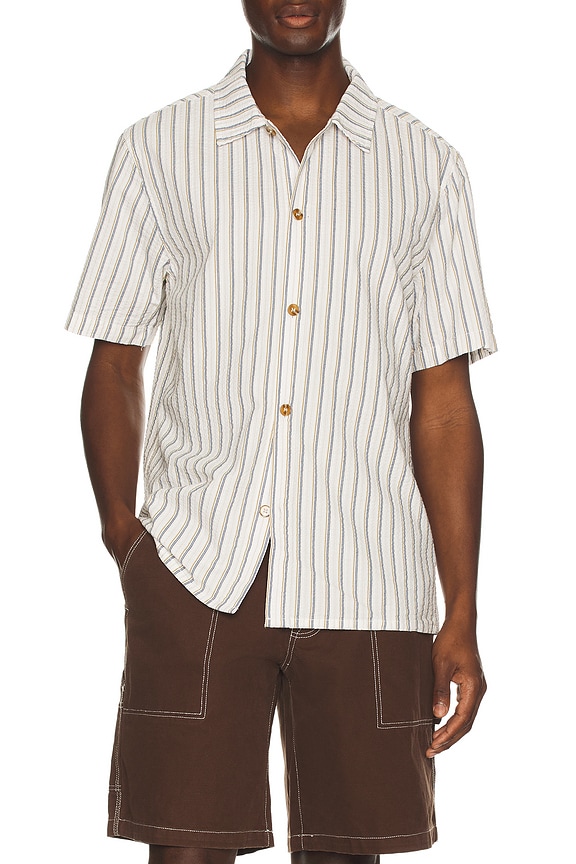 view 4 of 5 Seersucker Stripe Short Sleeve Shirt in White