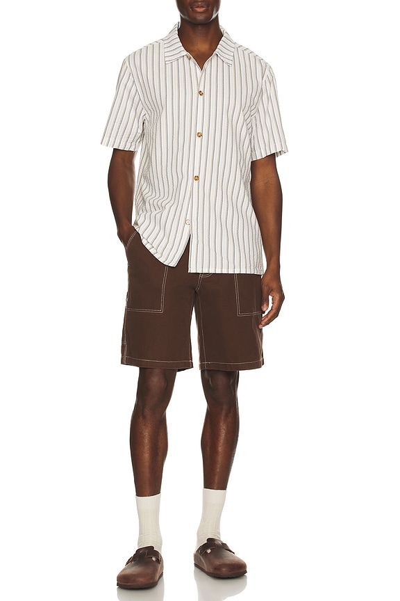 view 5 of 5 Seersucker Stripe Short Sleeve Shirt in White
