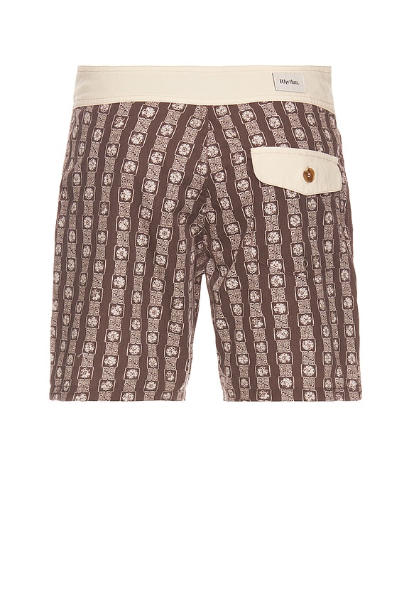 view 2 of 4 Tile Stripe Swim Trunk in Brown