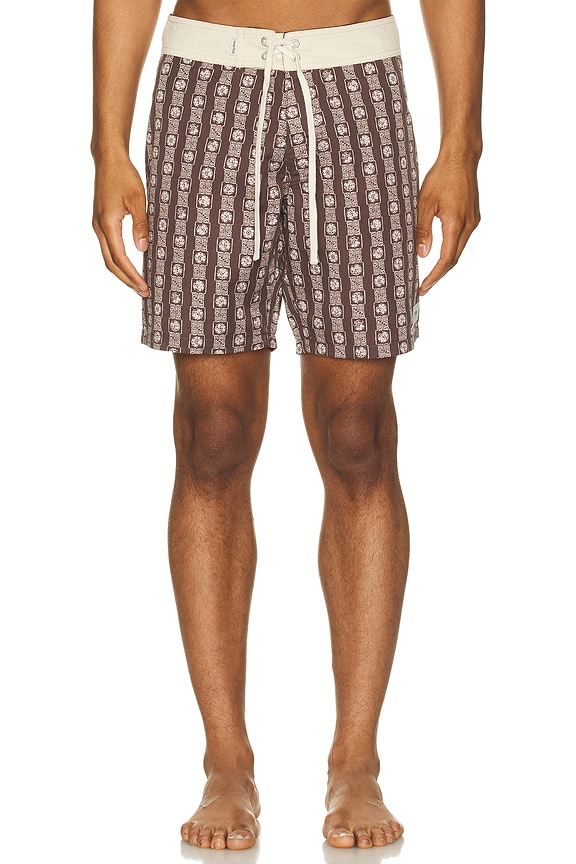 view 4 of 4 Tile Stripe Swim Trunk in Brown