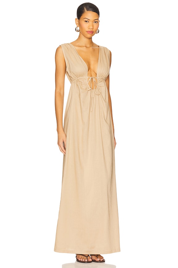 view 2 of 3 Calli Ruched Front Tie Dress in Coconut