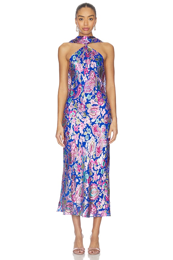 view 1 of 3 Hayley Dress in Cara Floral Devore Blue