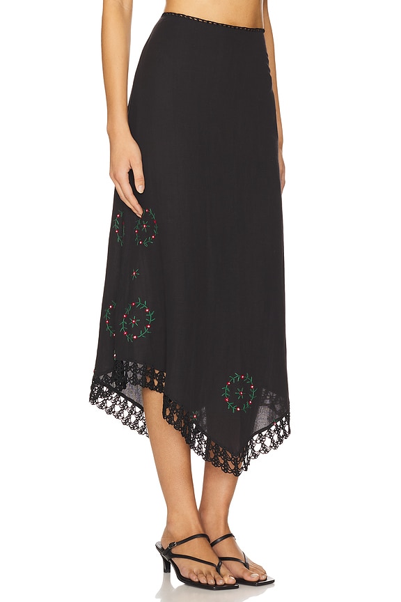 view 2 of 6 Imola Skirt Rose in Trail Embroidery Black