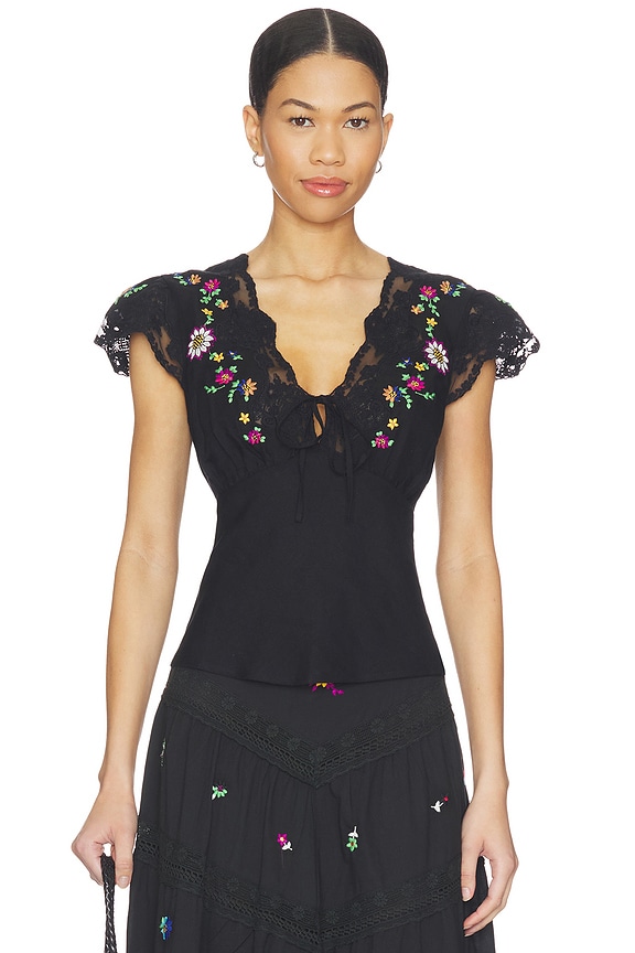 view 1 of 4 Elaine Top in Sun Embroidery Black