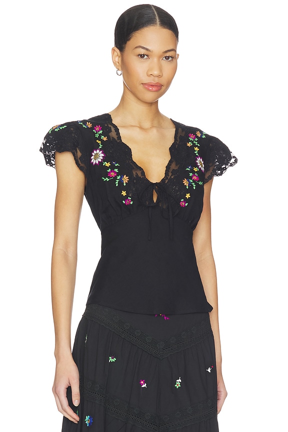 view 2 of 4 Elaine Top in Sun Embroidery Black