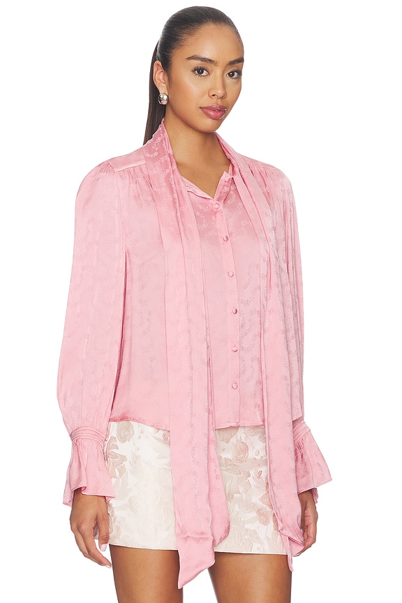 view 2 of 5 Evanora Top in Floral Trail Jacquard Pink