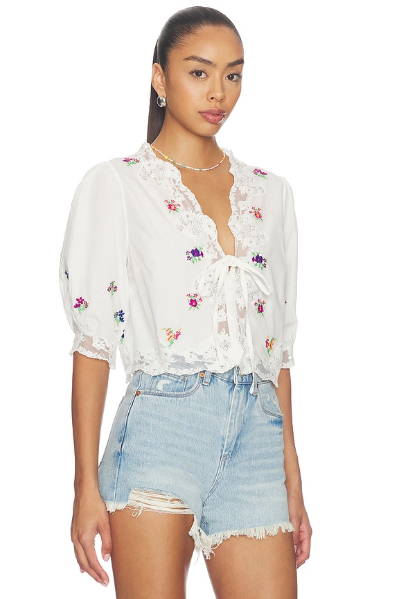 view 2 of 5 Ursula Top in Bud Embroidery Ivory