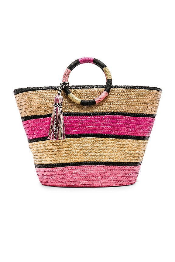 view 1 of 4 Straw Tote in Pink Multi