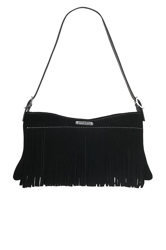 view 1 of 4 Fringe Baguette Bag in Black