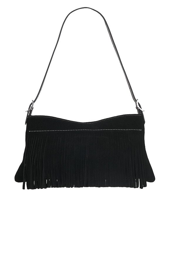 view 2 of 4 Fringe Baguette Bag in Black