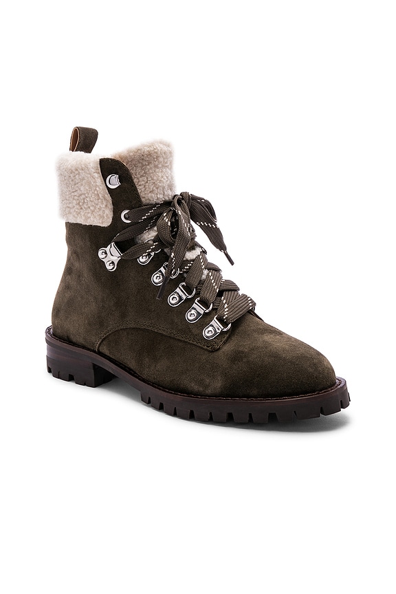 view 2 of 5 BOTTINES JAYLIN in Olive Suede & Natural Shearling