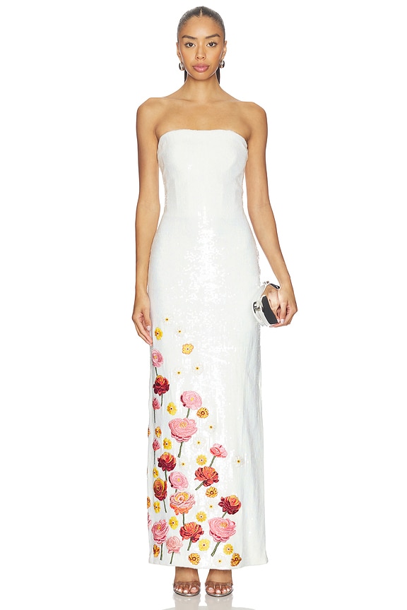 view 1 of 4 Rahul Mishra Sequined Corset Maxi Dress in White