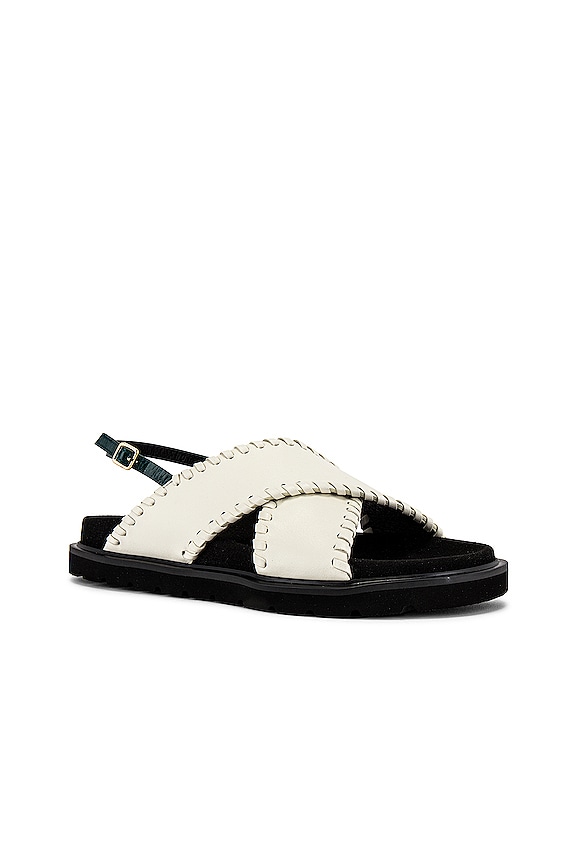 view 2 of 5 X Strap Mold Sandals in Off White & Green