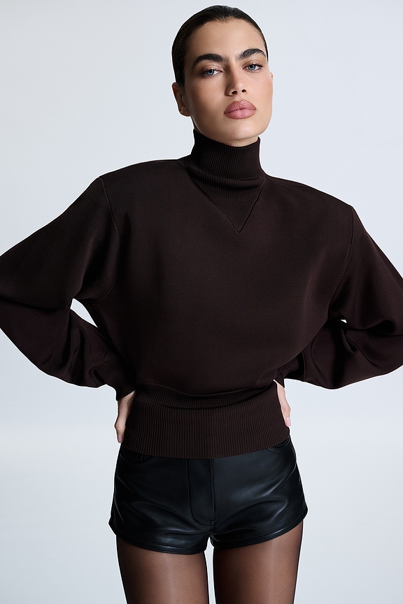 view 2 of 5 Kery Mock Pullover in Dark Brown
