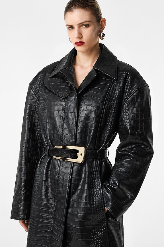 REVOLVE LOS ANGELES Nikita Leather Coat in Black | REVOLVE