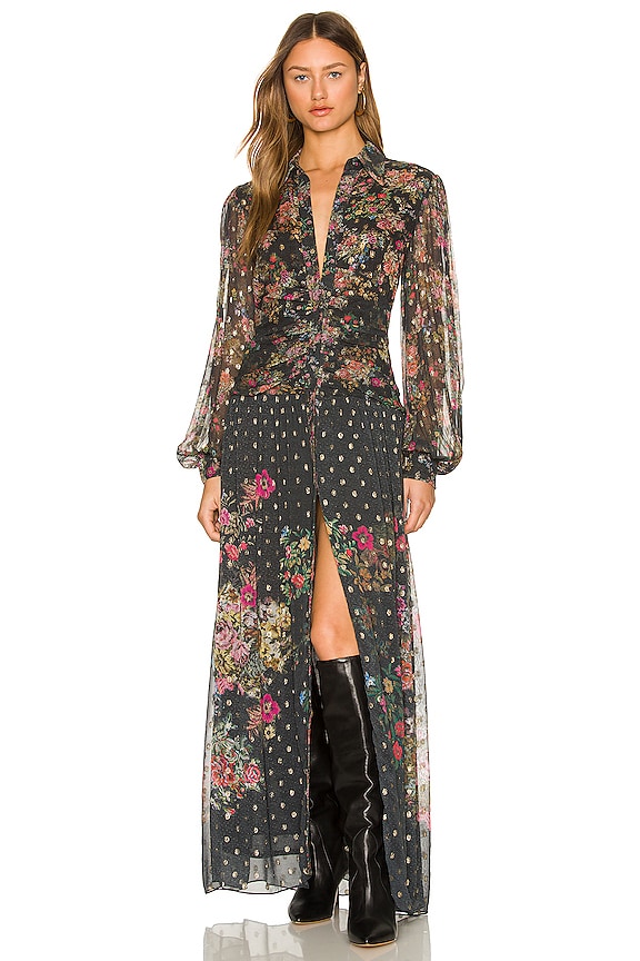 ROCOCO SAND Jane Shirt Maxi Dress in Black | REVOLVE