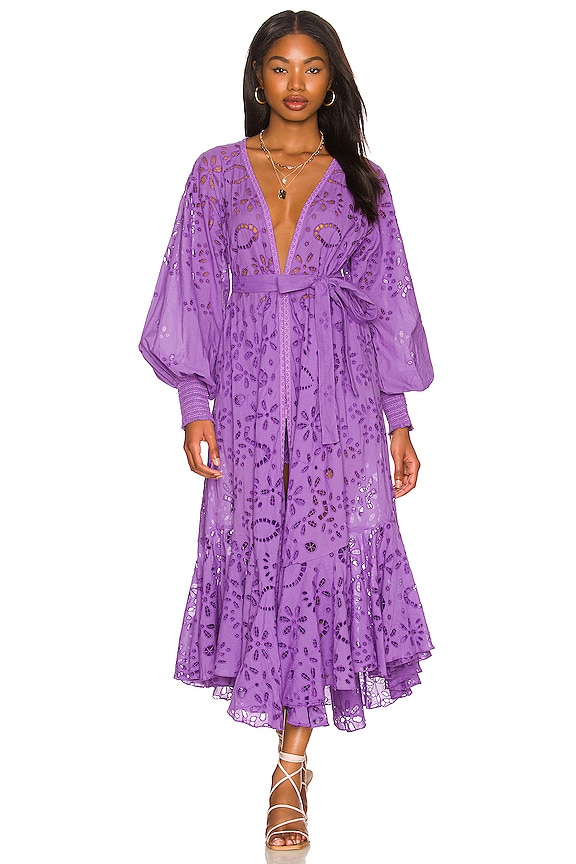 ROCOCO SAND Cape with Tie Up Belt in Violet | REVOLVE